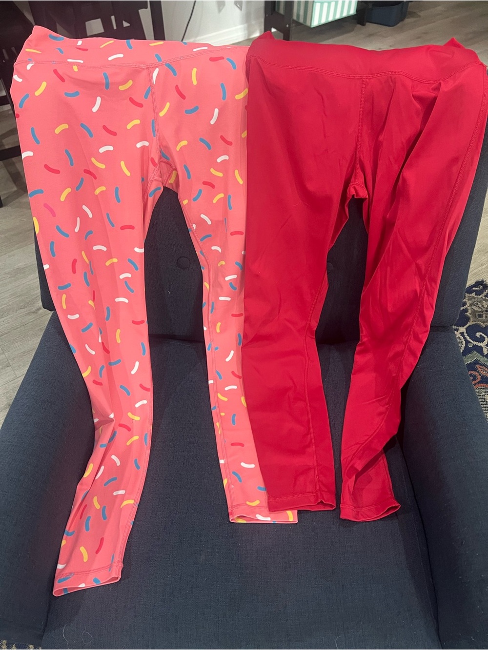 2 - Unk Women’s Bright Red Leggings & Coral Sprinkle Print Leggings - Bundle
